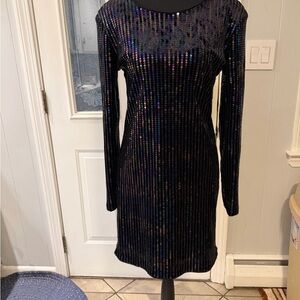 a'gaci Black Sequin Long Sleeve Dress